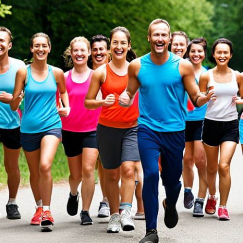 Home 14 **A cheerful sports leader (man or woman) leading a group of people in an outdoor recreational activity. Emphasis on energy and positive interaction.** (This prompt visualizes the general idea of a recreational sports leader.)